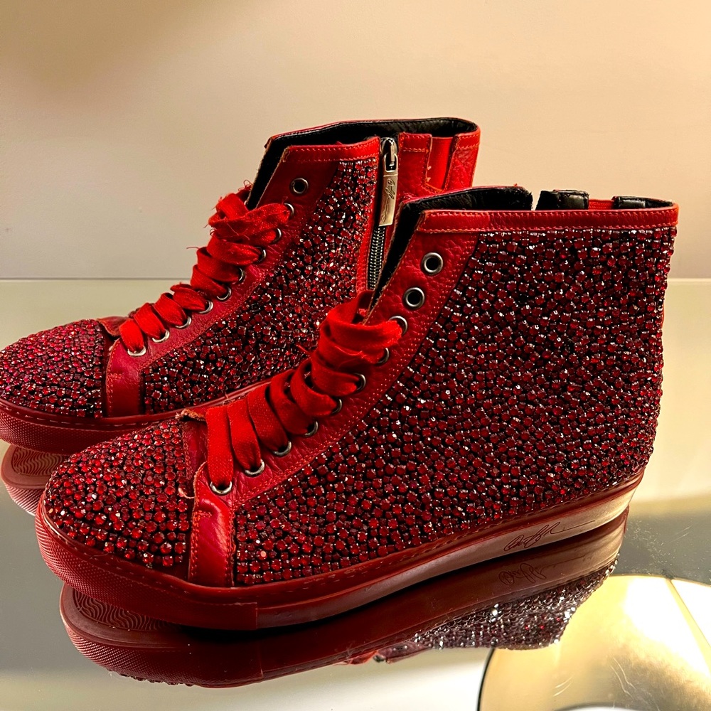 Red Donald Pliner signature sneakers